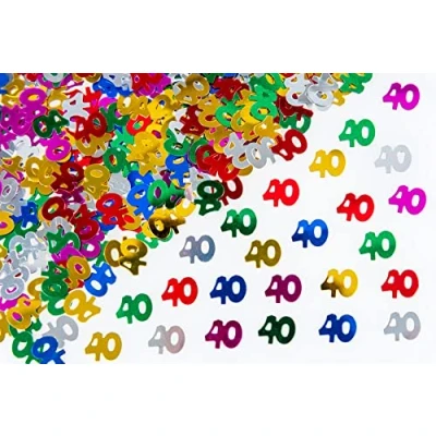 Image of 28g Multicolour 40th Birthday Confetti Foil Metallic Glitz Table Scatter Sprinkles Age Bday Party Decorations