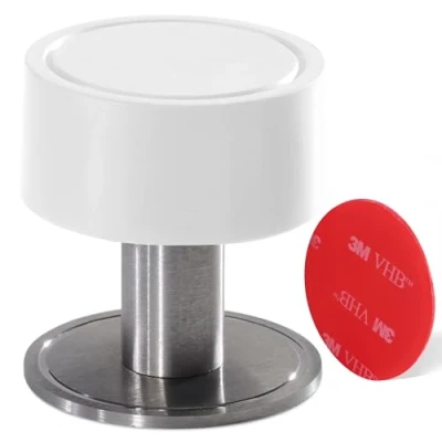 Image of Door Stop 1 Pack, stoppers for Floor with Noise Dampening Rubber, 2 in Self Adhesive skirtings 3M VHB or Screws, Wall Mounted Stops Indoors, White