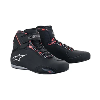 Image of Alpinestars Men&#039;s 2544519 1118 9 Motorcycle Boots, Black Grey and Red, UK