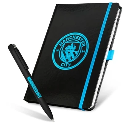 Image of Manchester City F.C. Supporters&#039; Gear Stationery Set A4 Notebook &amp; Pen Gifts