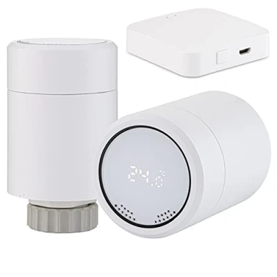 Image of Sandy Beach Smart Trv, Heating Radiator Valve, Thermostat Valve with Zigbee TRV Gateway Connecting to Amazon Alexa (Gateway + Thermostat)