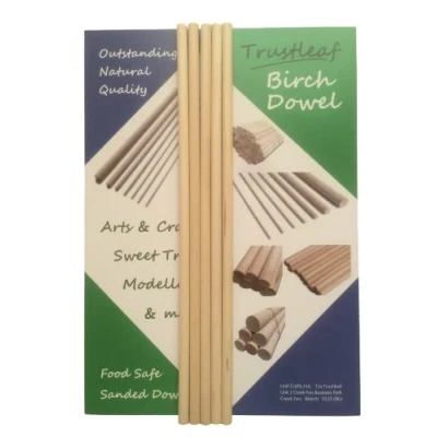 Image of Trustleaf 8mm x 30cm Birch Hardwood Wooden Dowels (5 Dowels)