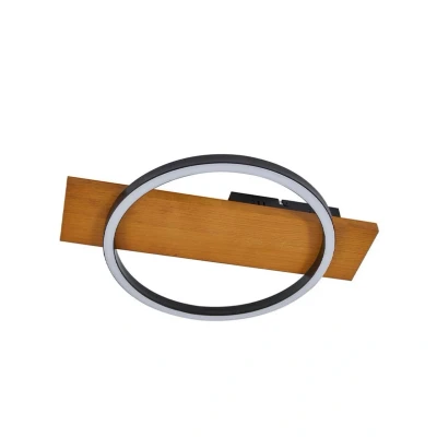 Image of Lindby LED ceiling lamp Galad, black, wood, 30 cm, dimmable