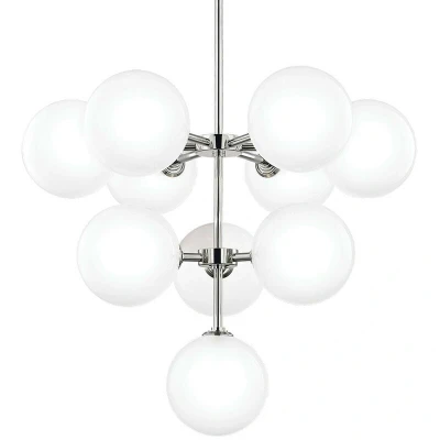 Image of Ashleigh 10 Light Chandelier Polished Nickel, Glass