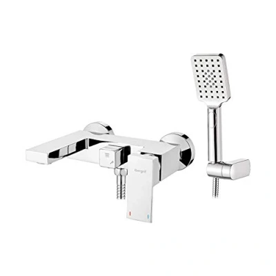 Image of Ibergrif Atenas Single LeverShower Mixer, Square Tub Tap Set, Chrome