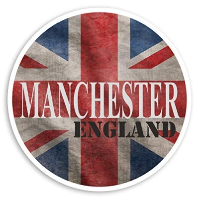 Image of 2 x 10cm Manchester England Vinyl Stickers GB Flag Travel Luggage Sticker #30690 (10cm Wide)