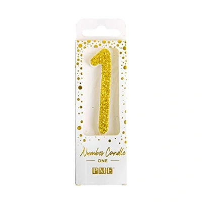 Image of PME Gold Glitter Number Candle 1