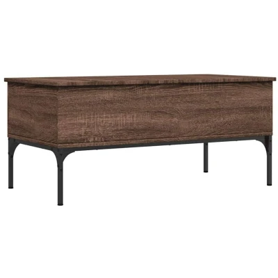 Image of vidaXL Coffee Table Brown Oak 100x50x45 cm Engineered Wood and Metal