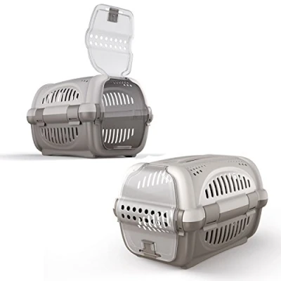 Image of CAT CENTRE Premium Grey Pet Carrier Kitten Dog Animal Transport Travel Box Cage
