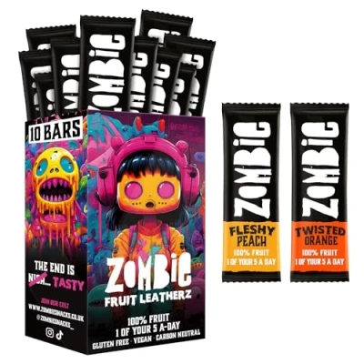 Image of Zombie Fruit Bars, Orange &amp; Peach (10 Pack, 2 Flavours) Healthy Snacks Low Calorie Snack Box