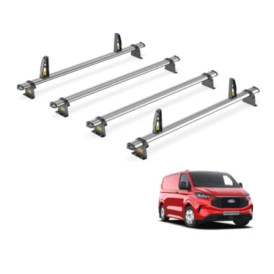 Image of Van Guard Roof Rack for Ford Transit Custom (2024+) 4 Steel Bars + Loadstops [Only Fits Long (L2) with Barn Doors] Ulti Bar Trade SB348 L2/VGLS 6