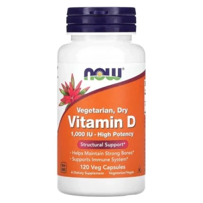 Image of Now Foods Vitamin D 1000 IU Vegetarian Dry Form for Bone &amp; Immune Health 120 Vcaps