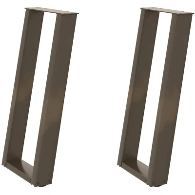 Image of vidaXL console table legs u shaped 2 pcs natural steel adjustable, durable, modern design, sturdy metal furniture leg for tabletop