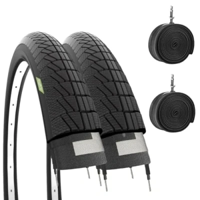 Image of ECOVELO OPERTONI 14 x 1.75 (47 254) + Inner Tubes Tires for City Bike Bicycle Tires, Unisex Kids, Black