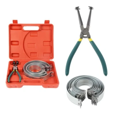 Image of Auto Piston Ring Compressor Set 15PCS with Pliers and 14 Bands (62 145mm/2.44 5.71in), Removal Tool Kit for Repair Cars Trucks Engine