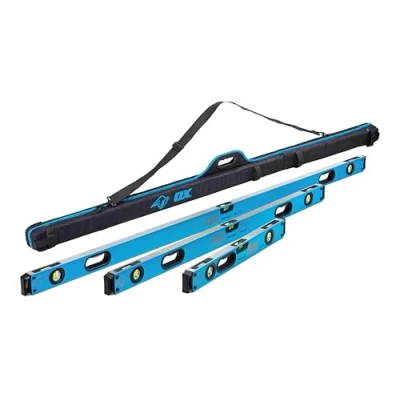 Image of OX Pro Level Bag with 1800mm, 1200mm &amp; 600mm Levels, Black/Blue