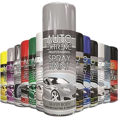 Image of AlezyB 1 x Auto Extreme Silver Body Spray Paint 400ml Professional Quality, Perfect Finish Multipurpose Aerosol for Cars, Bikes,Vans, Metal, Wood