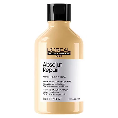 Image of L’Oréal Professionnel Shampoo, With Protein And Gold Quinoa for Dry Damaged Hair, Serie Expert Absolut Repair, 300 ml