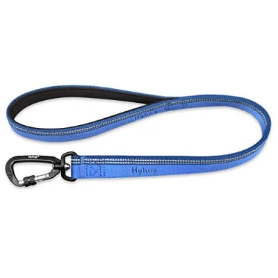Image of Hyhug Design Strong 3M Reflective Strip Double Color Nylon Jacquard Weave Webbing Dog Lead, Comfy Adjustable Length Safety Leash, Durable Soft Breathable, Safe Night Walk (24 inch, Classic Blue)