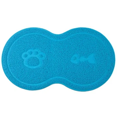 Image of DM 8 Shaped Cat Pet Litter Tray Mat,Kitty Rug,Doormat,46x26 cm (SkyBlue)