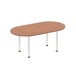 Image of Impulse 1800mm Boardroom Table Walnut Top Chrome Post Leg