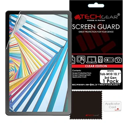 Image of TECHGEAR Screen Protector for Lenovo Tab M10 3rd Gen 2022 (10.1 Inch screen) TB328 / TB328FU TB328XU Ultra Clear Guard Cover With Cleaning Cloth &amp; Application Card