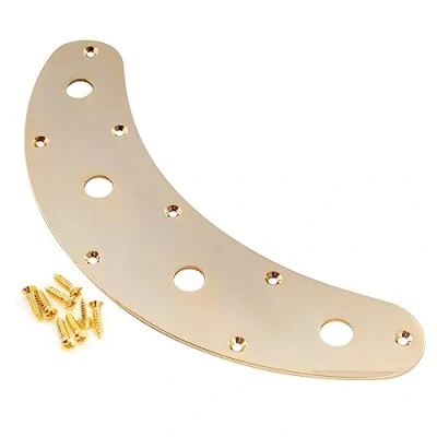 Image of Musiclily Pro Steel 4 Hole Bass Control Plate for Music Man Style Electric Bass, Gold