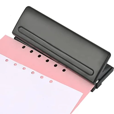 Image of 6 Hole Punch Metal Punch, Puncher A4 A5 A6 B7 Heavy Duty Student Adjustable Small Desktop Paper Metal, Capacity 8 Sheet/70g