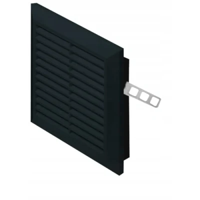 Image of Black Air Vent Grille with Fly Screen and Fitting Frame 170mm x Grid Ducting Cover T40CZ