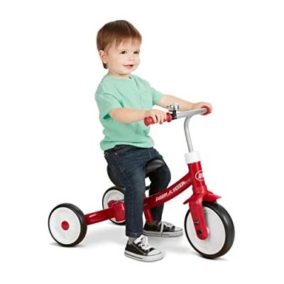 Image of Radio Flyer Triple Play Trike, Red Toddler Tricycle, Balance Bike, and Ride On For 1 3 Years