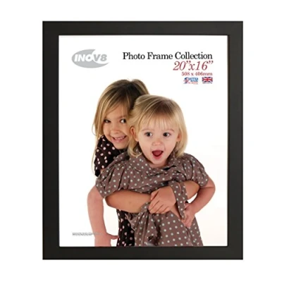 Image of Inov8 British Made Real Wood Picture/Photo Frame 20x16&quot; Inch(51x41cm) Auckland 20mm Pine Black