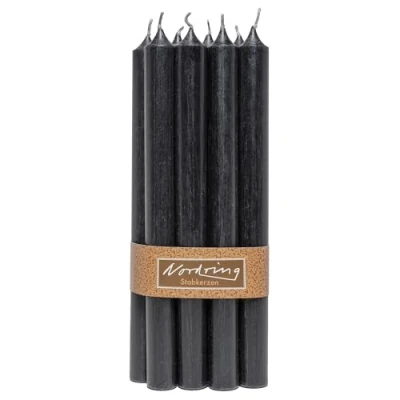 Image of Nordring Pack of 8 Rustic Taper Candles 2.2 cm x 18 High Black