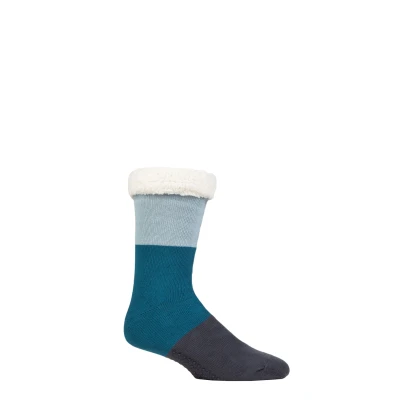Image of Mens 1 Pair Thought Orion Organic Cotton Cabin Socks Foam Blue 7 11