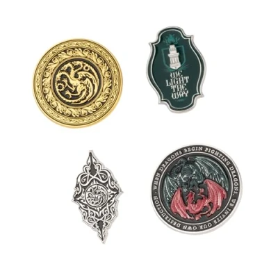 Image of Grupo Erik House Of The Dragon Set 4 Pins Enamel Merchandise, Dragon, Game Thrones Gifts, Gifts
