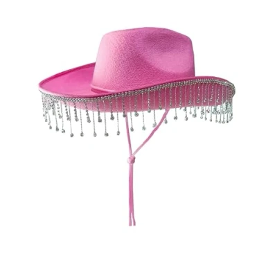 Image of Alandra Party COW PINK Cowboy Hat with Diamante Droplets