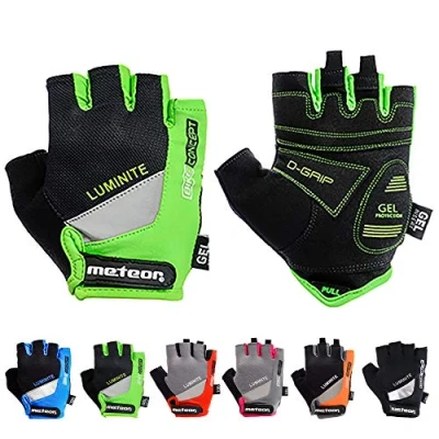 Image of meteor Cycling Gloves Gym Antislip Grip Adjustable Bike Racing Bicycle Bmx Mtb Weight Lifting Fitness Light Silicone Pad Accessories Riding Men Women Kids Children