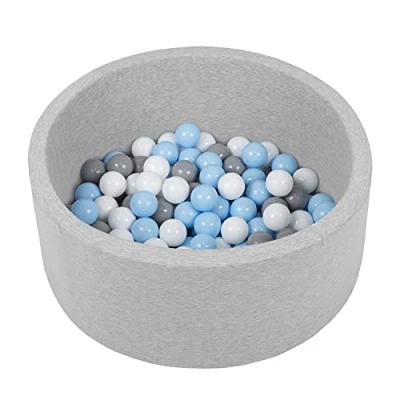 Image of Selonis Soft Ball Pit Pool 70X30cm/150 Balls Round For Baby Toddler Foam, Light Grey:White/Grey/Powder Pink