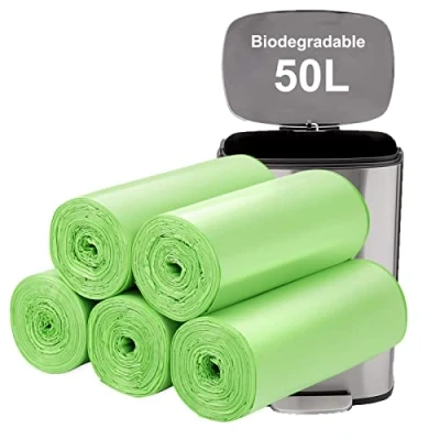 Image of 50L Biodegradable Bin Bags 50PCS: Aievrgad large Liners Garbage for kitchen Bin. Liner/Trash/rubbish Bags, 100% Recycled,Tough, degradable, Compost Food/household Green