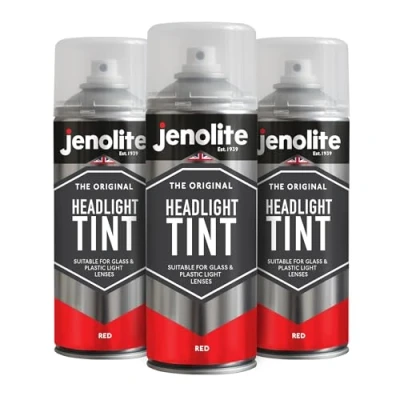 Image of JENOLITE Headlight Tint Spray Paint RED 3 x 400ml Tinted Lens Lacquer Subtle Styling For Car Rear Lights Suitable Glass &amp; Plastic Lenses