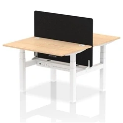 Image of Air B2B 1200x800mm Adjustable 2P Bench Desk CP Maple/White + Screen