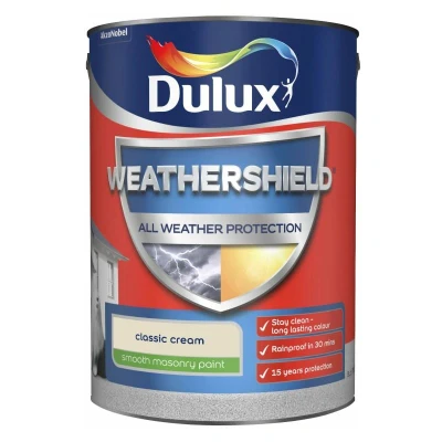 Image of Dulux All Weather Protection Smooth Masonry 5L Classic Cream
