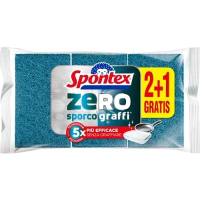 Image of Spontex Zero 2+1, Abrasive Sponge for All Surfaces, 1 Pack of 3 (One )