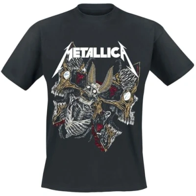 Image of Metallica Skull Moth Men T Shirt Black S, 100% Cotton, Regular
