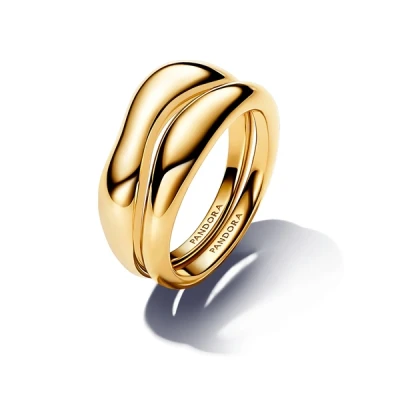 Image of Pandora Gold Organically Shaped Stacking Rings 50