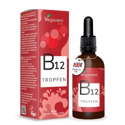 Image of Vegavero Vitamin B12 Liquid 60 ml (4 Month Supply) NO Additives, Lab Tested Sublingual Methylcobalamin &amp; Adenosylcobalamin Made in UK Vegan