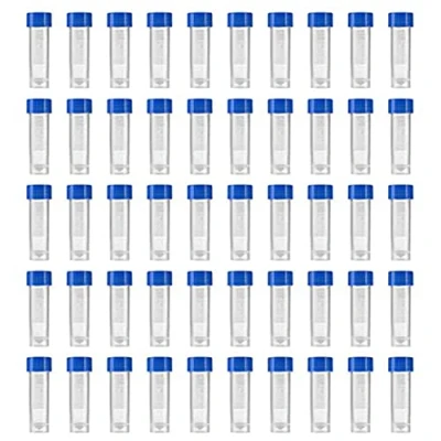 Image of Qndanoan 200Pcs Graduated Vial Storage Container Test Tubes 5Ml Plastic Blue with Screw Caps