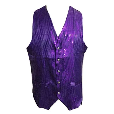 Image of L&amp;L® Adult Sequin Sparkle Waistcoat Dance Show Fancy Dress Costume Scales (6XL, Purple)