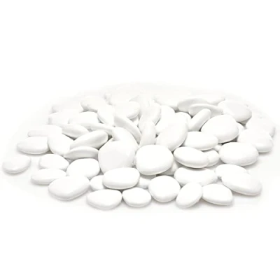 Image of Kalapanta Recycled Plastic Decorative pebbles for Pots, Painting, Aquariums, House, Garden (Size S, Ø 2 5 cm, about 75 pieces, White)