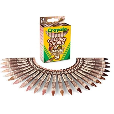 Image of CRAYOLA Colours of the World Wax Colouring Crayons Assorted (Pack 24) That Represent Skin Tones from Around Ideal for Kids Aged 3+