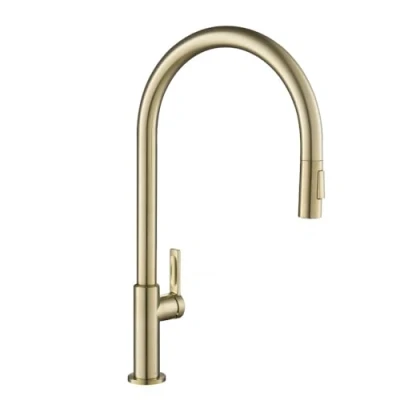 Image of Kraus KPF 2821SFACB Oletto High Arc Single Handle Pull Down Kitchen Faucet, 21 Inch, Antique Champagne Bronze